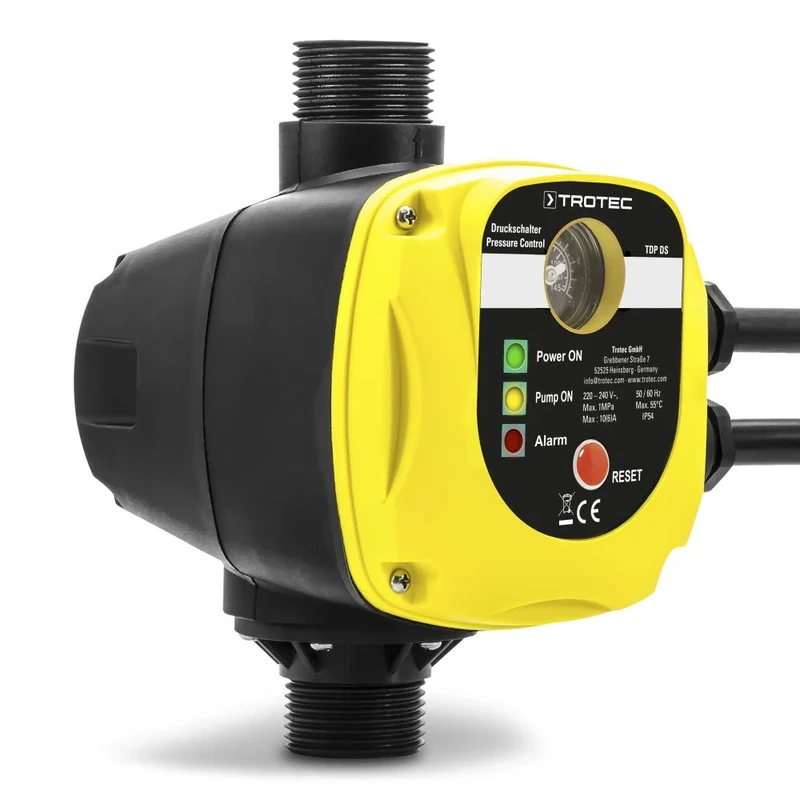 TROTEC Electronic Pressure Switch TDP DS Pump Control Pressure Monitor for Domestic Waterworks Garden Pumps (max. 10 bar) Without Plug