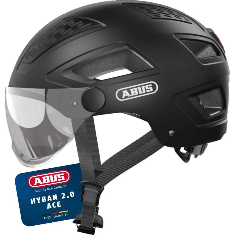 ABUS Hyban 2.0 ACE city helmet - bike helmet with visor, light and ABS hard shell - for men and women