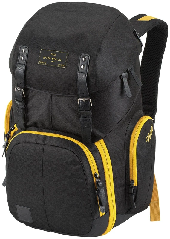 Weekender Alltagsrucksack mit gepolstertem Laptopfach, Schulrucksack, Wanderrucksack inkl. Nassfach, 42 L, Golden Black