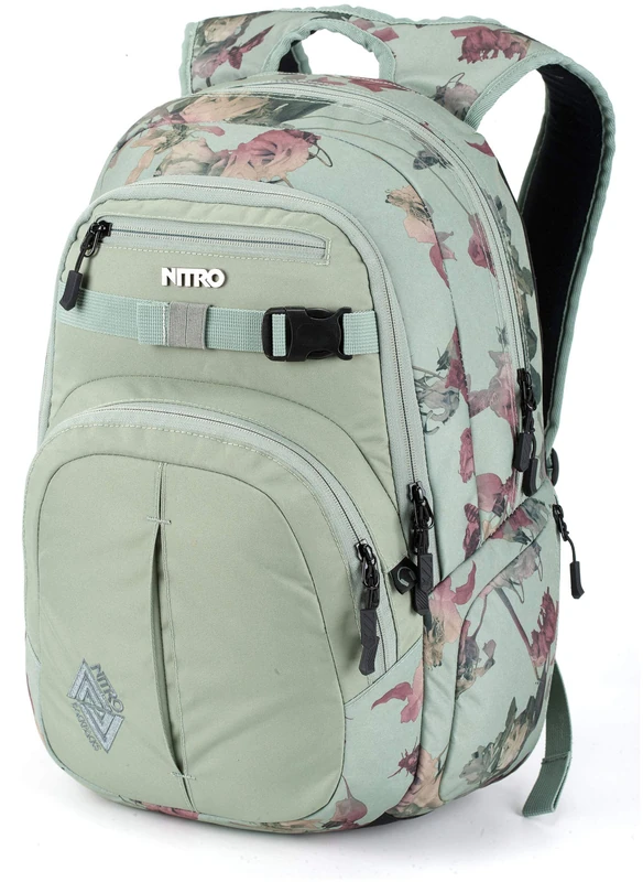 Nitro Chase Rucksack, Schulrucksack mit Organizer, Schoolbag, Daypack mit 17 Zoll Laptopfach, DEAD FLOWER