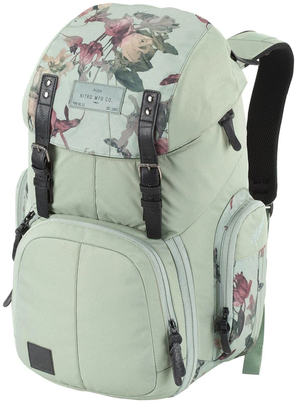Weekender Alltagsrucksack mit gepolstertem Laptopfach, Schulrucksack, Wanderrucksack inkl. Nassfach, 42 L, Dead Flower