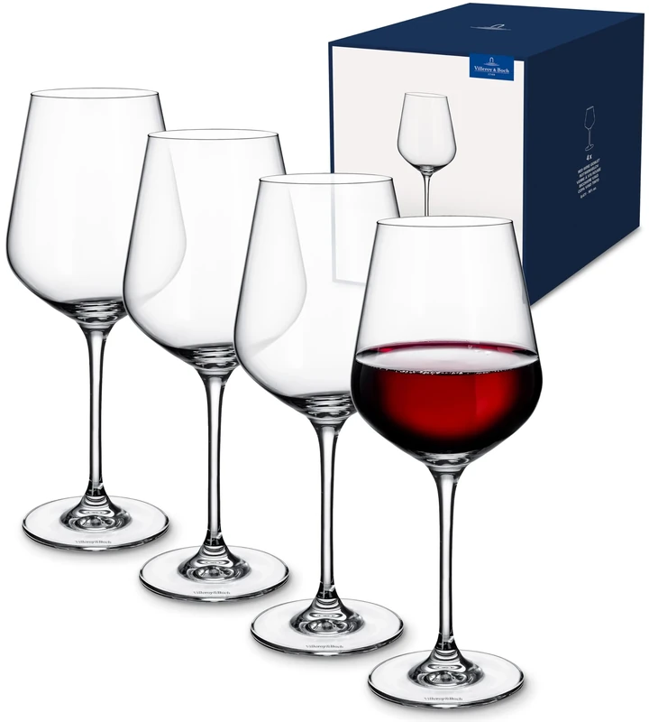 Villeroy & Boch – La Divina Red Wine Glass Set 4 Pieces, Dishwasher Safe, Large Wine Glasses, Red Wine Gobelet, Crystal Glass