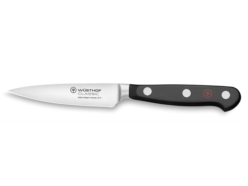 Wüsthof Classic 3.5 Inch Demi Bolster Paring Knife, Black, Silver
