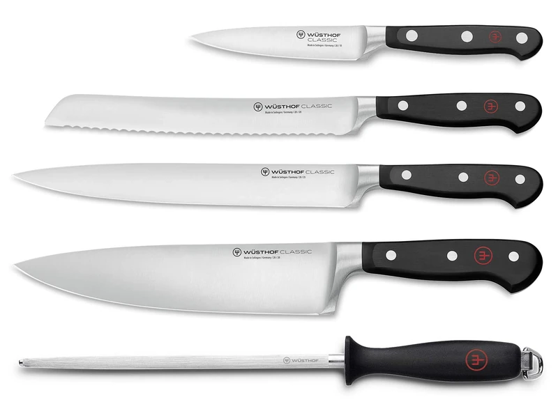 Wüsthof Classic Five Piece Chef's Knife Set, Black, Silver