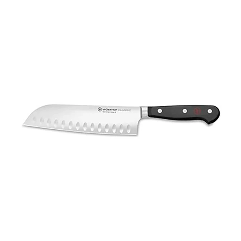 Wüsthof Classic 7 Inch Hollow Edge Santoku Knife,Black, 18 cm
