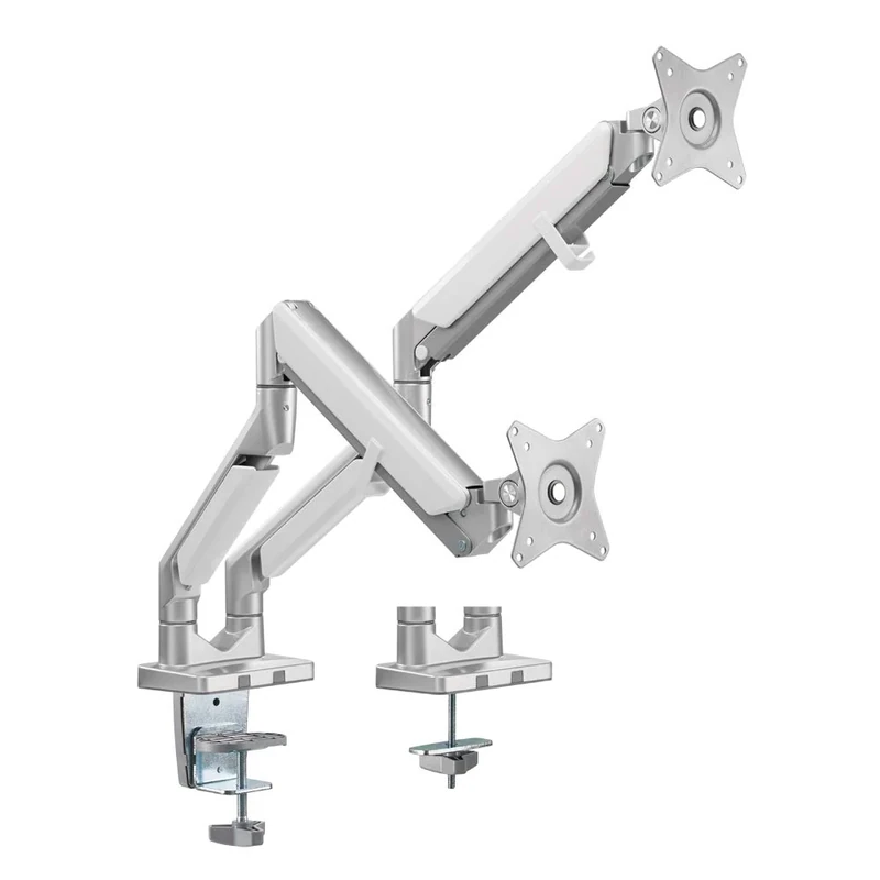LogiLink BP0088 Aluminium Dual Monitor Desk Mount for 2x 17-32 Inch (LCD, LED, OLED, etc.) with Gas Lift, Flat & Curved TVs, Arm Length = 506 mm