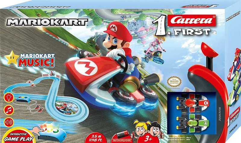 Carrera FIRST 20063036 Nintendo Mario Kart - Royal Raceway, Featuring Music, Sound and Light Effects, 3.5 Metres, With Mario and Yoshi, Suitable From 3 Years