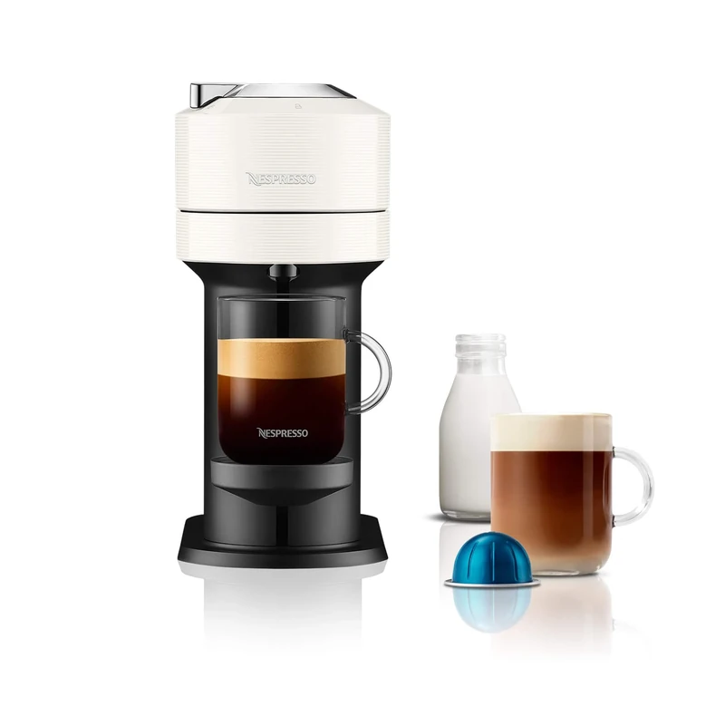 Nespresso Vertuo Next Coffee Machine by De'Longhi, Over 30 Varieties of Coffee Pods, 6 Cup Sizes, Americano, Starter Capsule Set Included, EN120.W, White