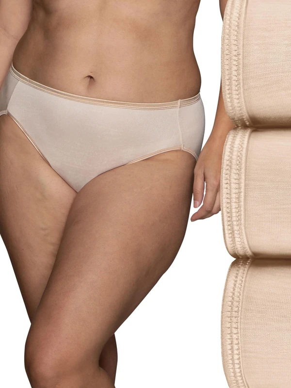 Vanity Fair Women's Illumination Hi Cut Panty 13108 Briefs, Rose Beige Multi, 10
