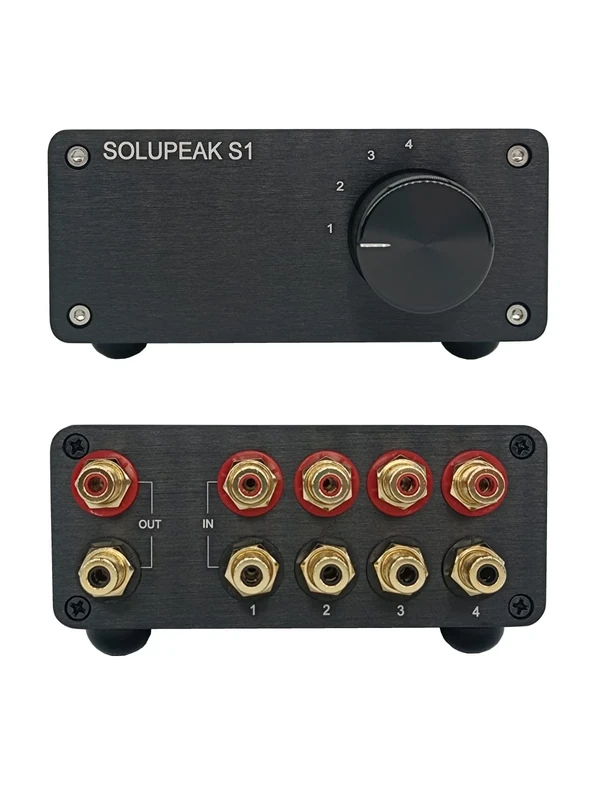 SOLUPEAK RCA Switch Stereo 4 in 1 Out Audio Signal Source Switcher HiFi Input Selector Splitter Box S1