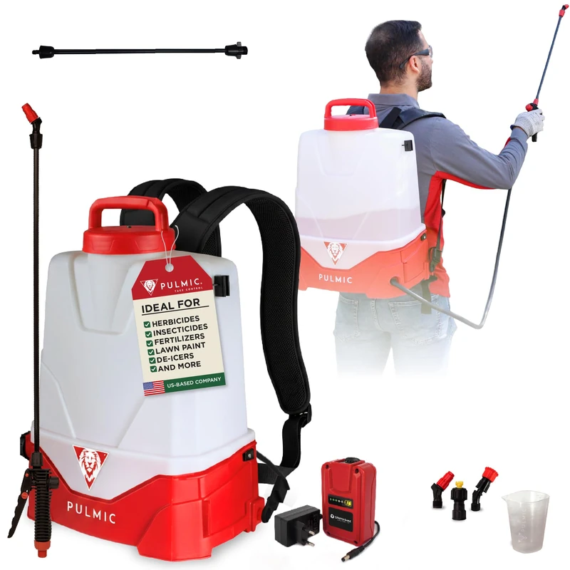 Pulmic Rechargeable Electric Backpack Sprayer Pegasus 15. 15L. 3 speeds. Removable Lithium Battery. Up to 7 hours of autonomy. Interchangeable nozzles. Drain plug