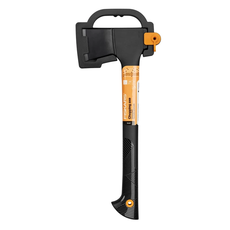 Fiskars Universal Axe, Solid, With protective cover, Non-stick coated, Steel/Plastic and Glass fibre handle, Black/Orange, A10, Length: 49 cm, 1 kg, 1051085