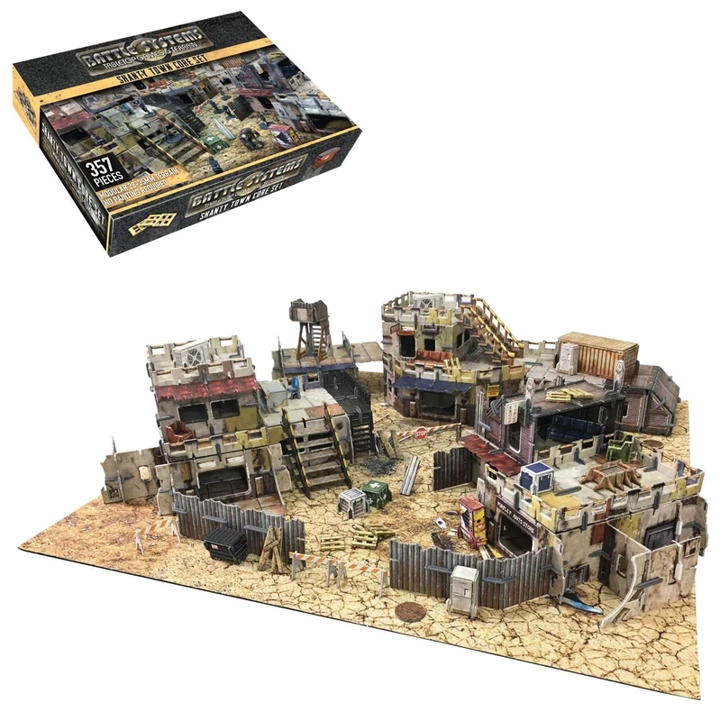 Battle Systems Shanty Town Core Set - 28mm Space Terrain - Board Game - Neoprene Gaming Mat - Modular 3D Terrain - Wargaming BSTUAC002