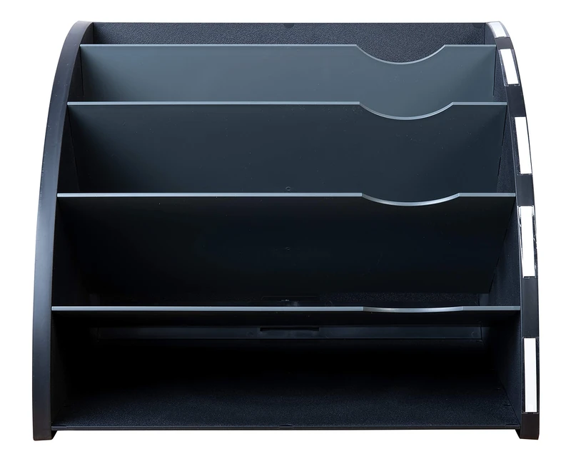 Exacompta - Ref. 393714D - 1 Ergonomic sorter with 5 quarter-circle compartments - The Corner ECOBLACK - dimensions 360 x 295 x 60 mm - color black/mouse gray