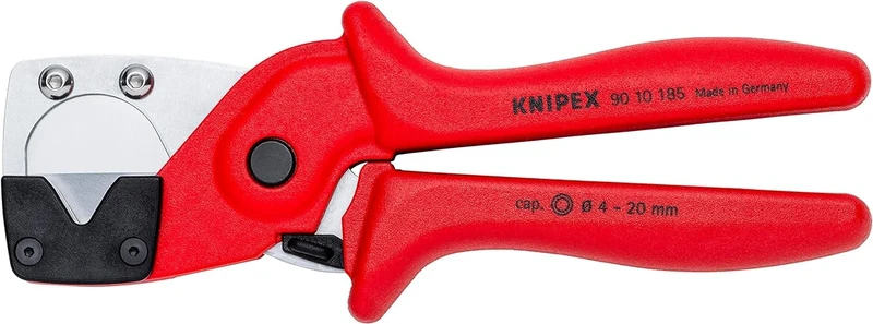 KNIPEX Pipe Cutter for Multilayer and Pneumatic Hoses Glass Fibre Reinforced Plastic Handles 185 mm, 90 10 185