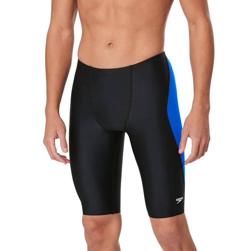 Speedo Mens Swimsuit Jammer Powerflex Eco Revolve Splice Team Colors Black/Blue