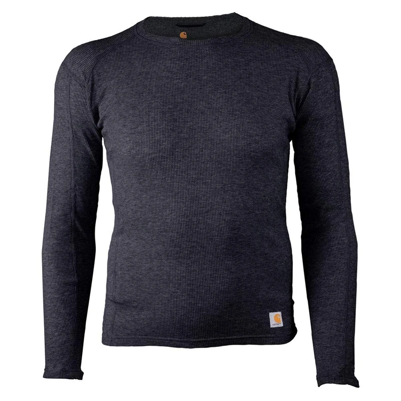 Carhartt Men's Base Force 100% Cotton Midweight Classic Crew Layer Top, Black Heather, XXL