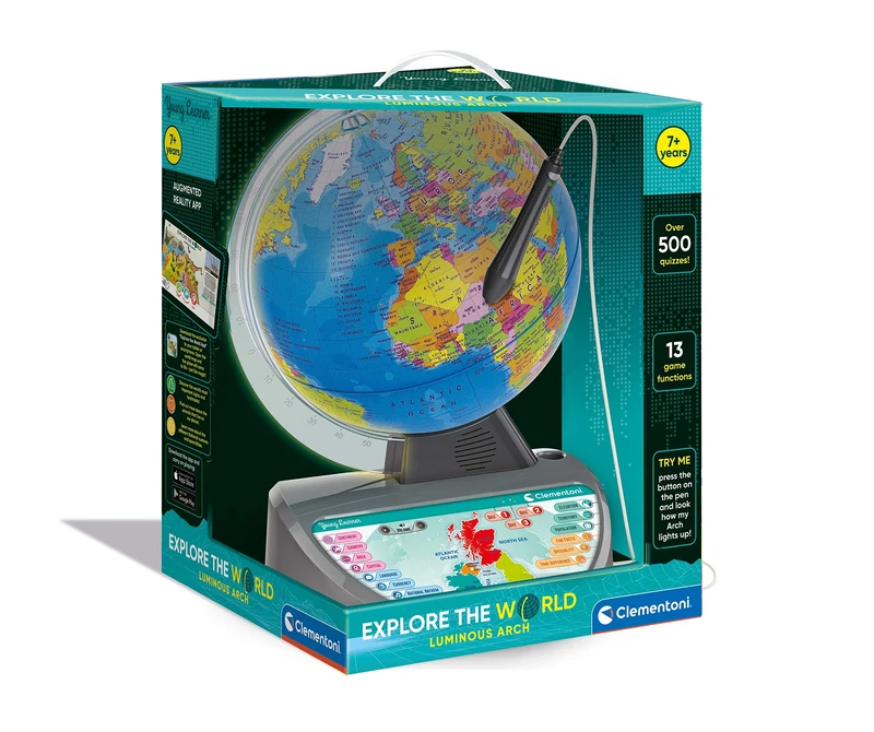 Clementoni- Educational Talking Globe: Explore the World, Interactive Learning Globe for Kids in English (7+ Years)