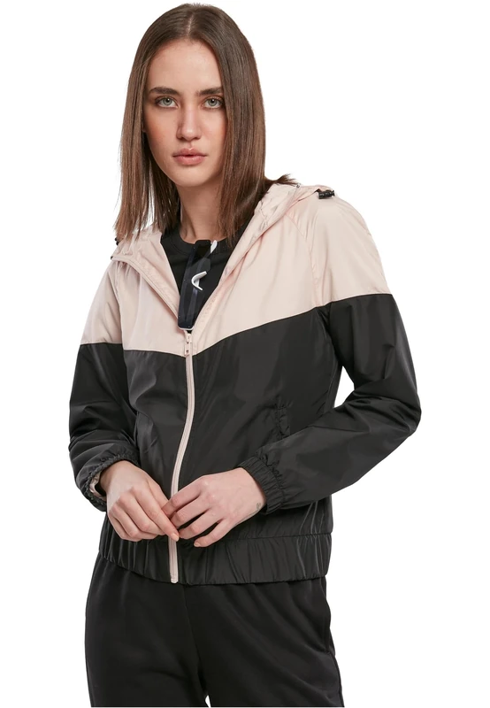 Urban Classics Women's Ladies Arrow Windbreaker Wind Jacket, Light Pink/Black, 5XL Plus