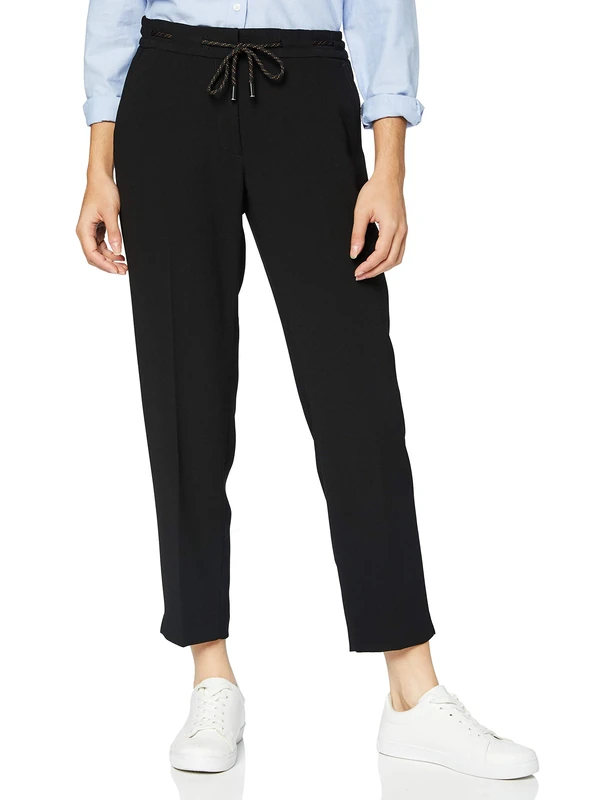 GERRY WEBER Women's Hose Freizeit Verkürzt Trousers, Black, 8