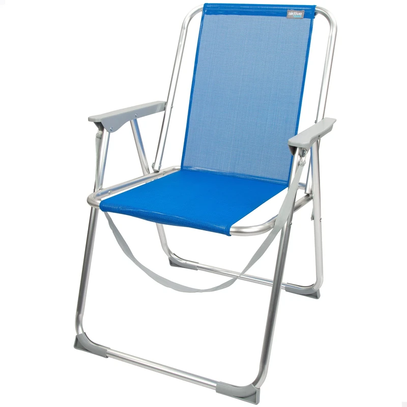 AKTIVE 62606 Fixed Folding Beach Chair - Blue Textilene