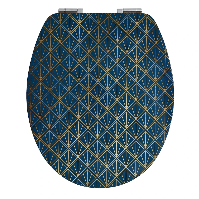 Wirquin 20722720 Trendy Line Diplomat Art Deco Toilet Seat Blue, Blue and Gold