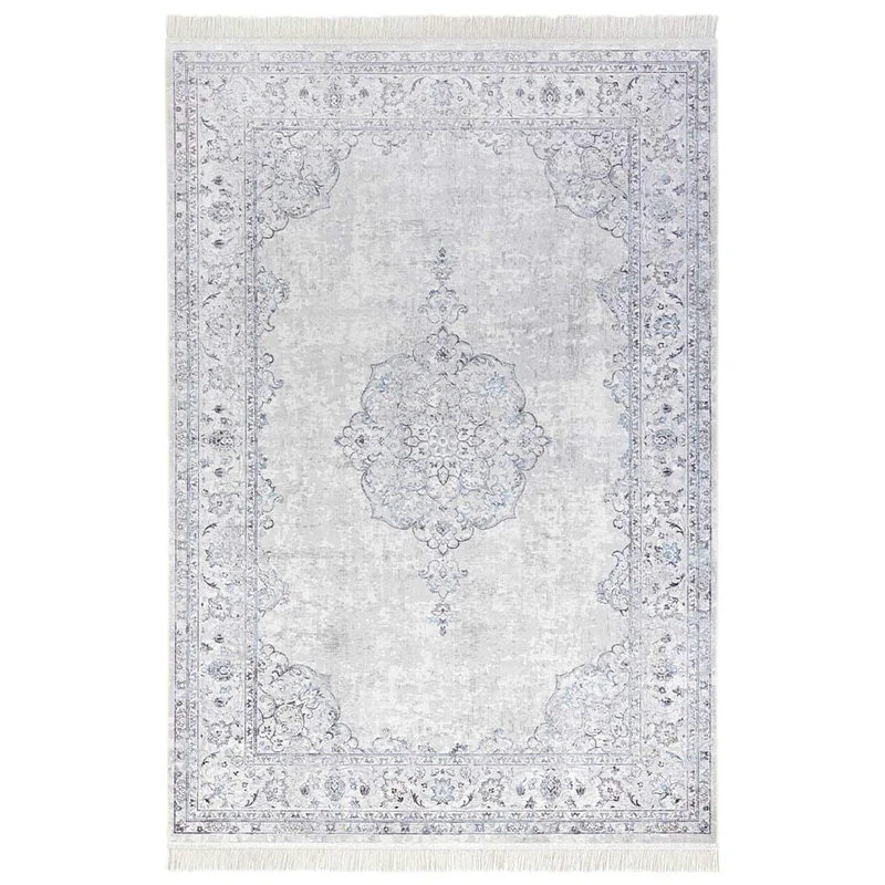 Nouristan Oriental Rug - Living Room Rug with Fringes Oriental Vintage Locket Naveh Velvet Rug for Living Room, Bedroom, Dining Room, Kitchen, Hallway - Pastel Blue, 160 x 230 cm