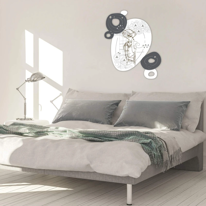 L:A:S Laser Art Style Picture Madonna with Child Modern for Bedroom SI-427L 55x65 cm Bianco-antracite
