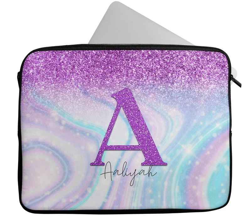 Personalised Any Name Glitter Design Laptop Case Sleeve Tablet Bag Chromebook Gift 8 (14-15 inch)