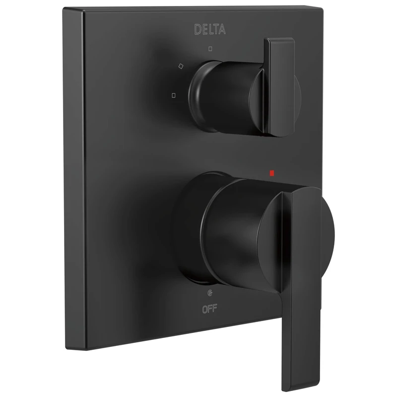 Delta Faucet T24867-BL Angular Modern Monitor 14 Series Valve 3-Setting Integrated Shower Trim with Diverter, Matte Black