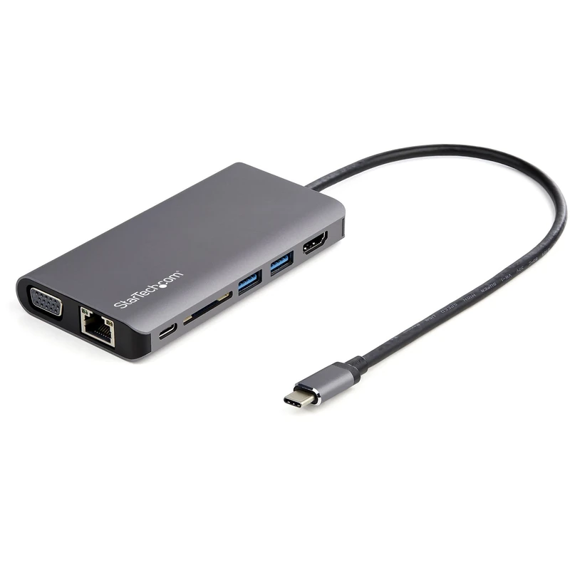 StarTech.com USB C Multiport Adapter - USB-C Mini Travel Dock w/ 4K HDMI or 1080p VGA - 3x USB 3.0 Hub, SD, GbE, Audio, 100W PD Pass-Through - Portable Docking Station for Laptop/Tablet (DKT30CHVAUSP) - Image 1