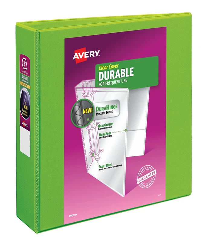 Avery Durable View 3 Ring Binder, 2 Inch Slant Rings, 6 Green Binders (17838)