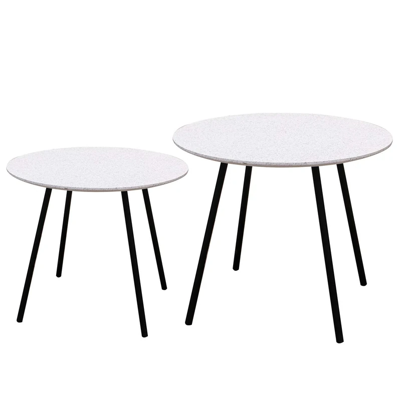 HOME DECO FACTORY SET 2 MESAS EF. GRANITO BLANCO - Image 1