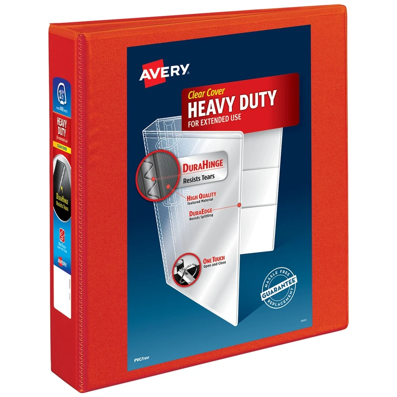 Avery Heavy Duty View 3 Ring Binder, 1.5"One Touch EZD Ring, 12 Red Binders (79171)