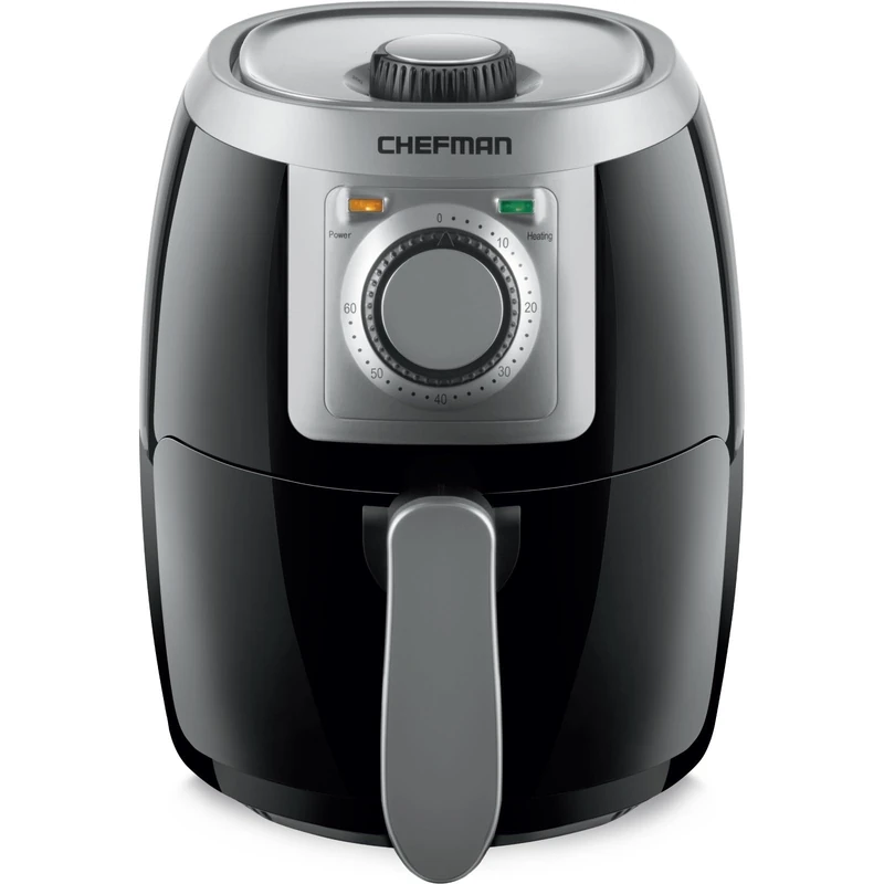 Chefman TurboFry 2-Litre Small Air Fryer, Compact Size, 1000W Power, Easy-Set 60-Minute Timer for Fast and Healthy Cooking, Uses No Oil, Nonstick Dishwasher-Safe Parts, Black - Image 1