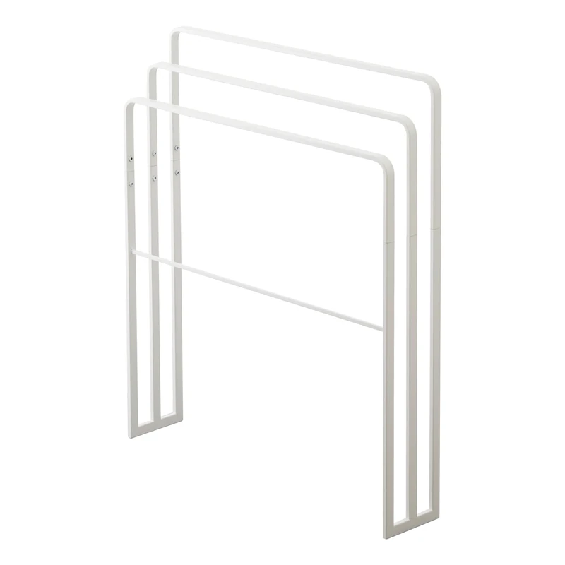 Yamazaki 4979 TOWER Bath Towel Hanger With 3 Bars, white, Steel, Minimalist, 70 x 14 x 81 cm