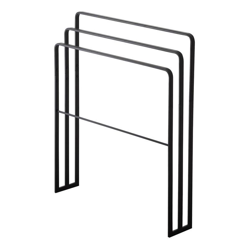 Yamazaki 4980 TOWER Bath Towel Hanger With 3 Bars, black, Steel, Minimalist, 70 x 14 x 81 cm