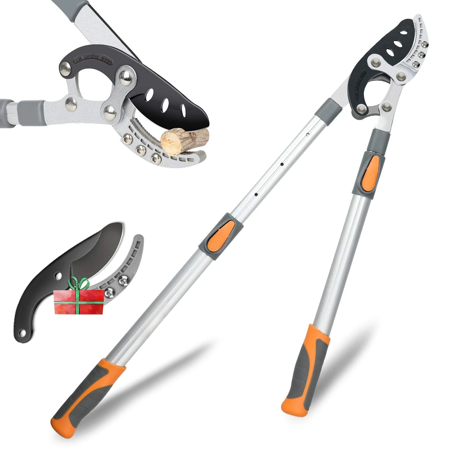 AIRAJ 70-103 cm Telescopic Branch Cutter, Sharp SK-5 Steel Blade, Can Cut Heavy Duty Branches and Hedges Over 5 cm (with Spare Blades)