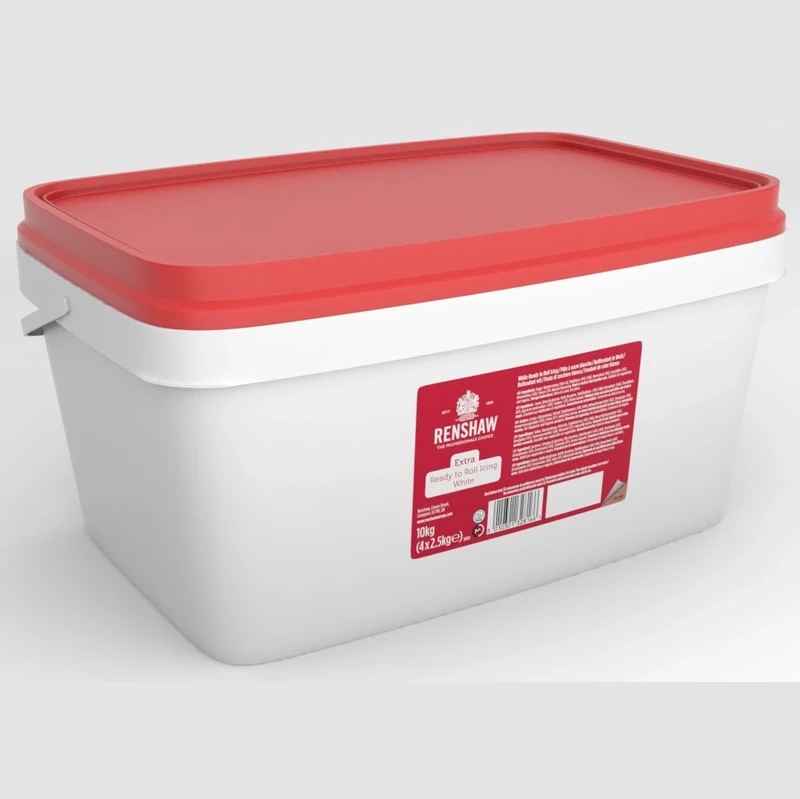Renshaw Extra Stretch, Smooth & Thin Fondant Icing - White, 2.5 kg, Pack of 4 (Total 10 kg)