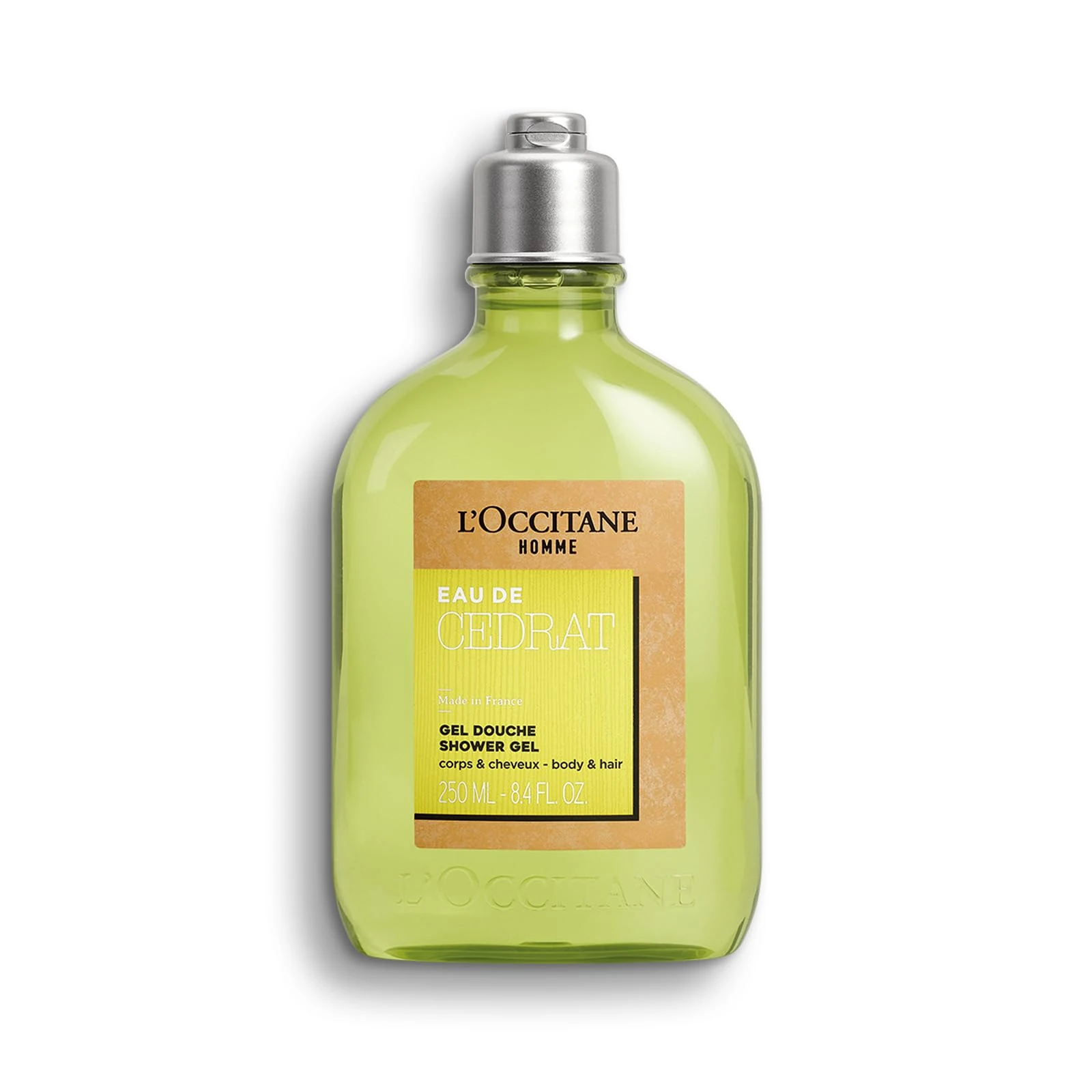 L'OCCITANE Homme Eau de Cedrat 2 in 1 Shampoo & Shower Gel 250 ml | Zesty & Fresh Scent | Vegan & 99% Readily Biodegradable | Luxury & Clean Beauty Men's Hair & Body Wash for All Hair & Skin Types