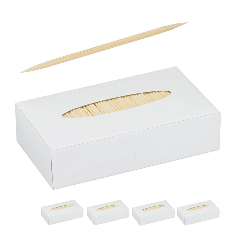 Relaxdays Set of 5000 Toothpicks, Wooden, Thin, Dental Care, Snack Pick, Crafts, Cocktail Sticks, 6.5 cm, Natural