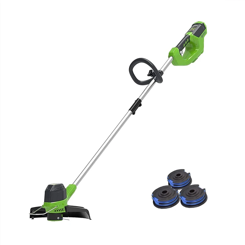 Greenworks Tools Cordless Lawn Trimmer G40LT with 3 Double Thread Spools (Li-Ion 40 V 30 cm Cutting Width 7000 rpm Turnable & Tiltable Motor Head Aluminium Guide Rail Without Battery and Charger)