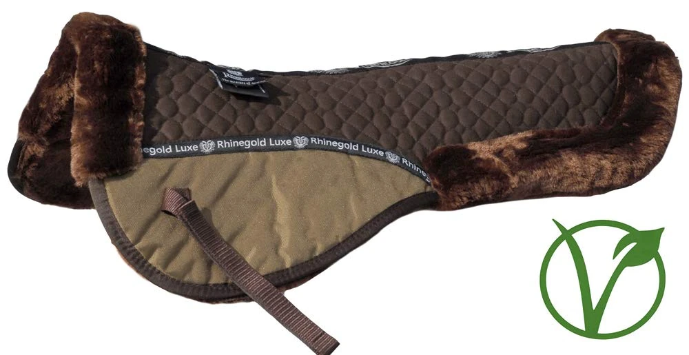 Rhinegold Luxe Fur Lined Comfort Half Pad, Brown/Brown, Full
