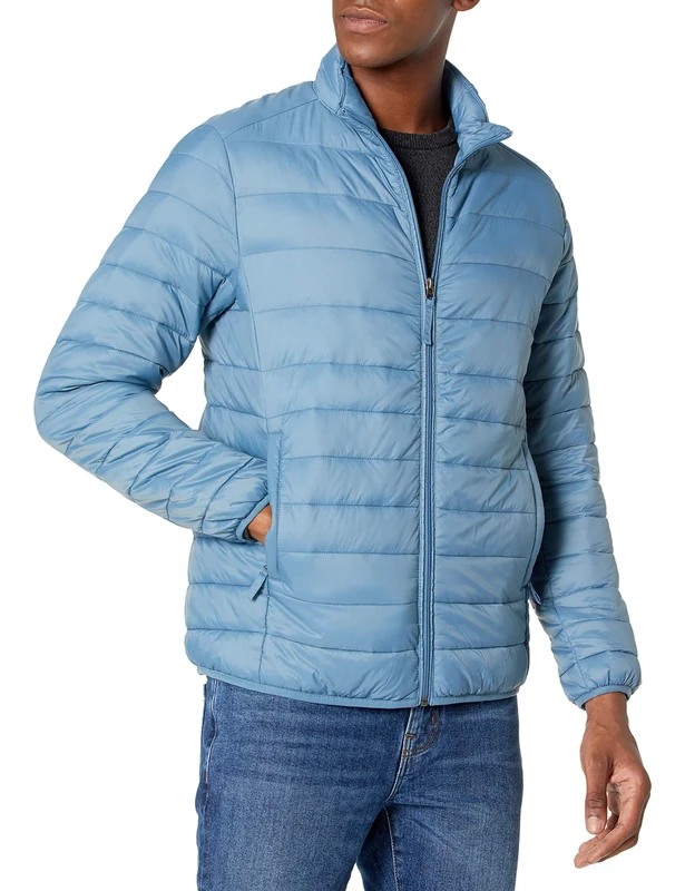 Amazon Essentials Men's Packable Lightweight Water-Resistant Puffer Jacket (Available in Big & Tall), Light Blue, L - Image 1