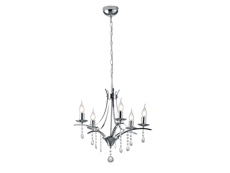 Trio Leuchten Chandelier, Metal, Chrome
