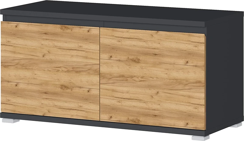 GERMANIA DIE MÖBELMACHER Shoe Bench, Oak Engineered Acrylonitrile butadiene styrene Composite Wood, Anthracite, 96 x 52 x 40 cm