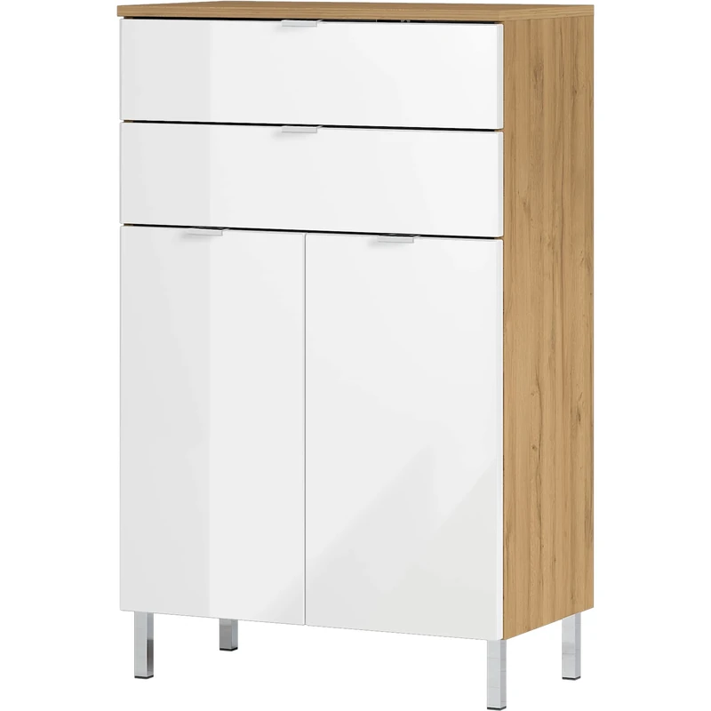 GERMANIA DIE MÖBELMACHER Chest of Drawers, Grandson Oak/White, 60 x 97 x 34 cm
