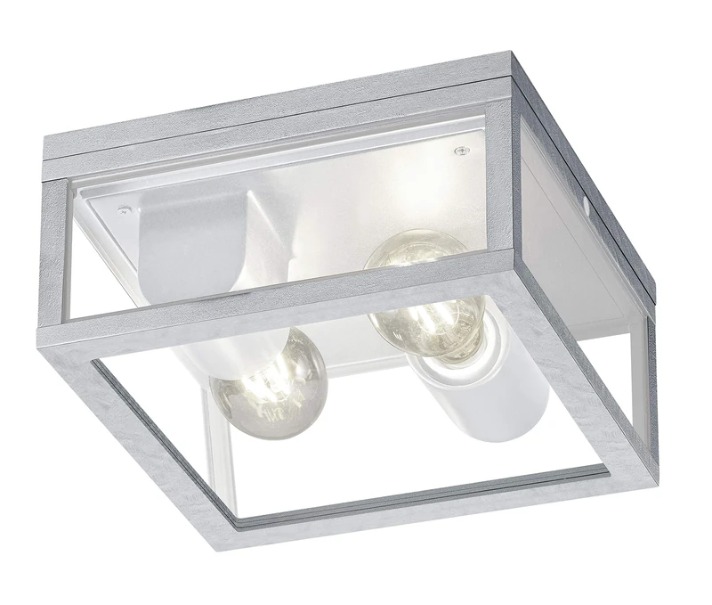 Garonne Trio Lights 601860286 Outdoor Ceiling Light, die-cast Aluminium, zinc-Coloured, excl. 2 x E27 - Image 1