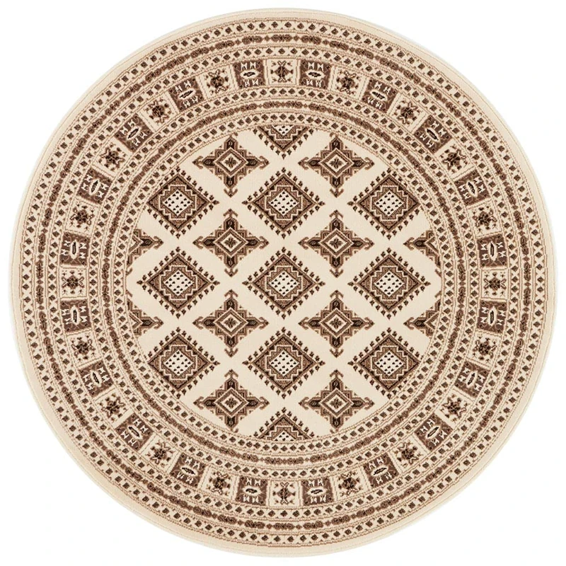 Nouristan NORTHRUGS Mirkan Oriental Rug Round Living Room Rug Short Pile Vintage Oriental Rug for Dining Room Living Room Bedroom Beige 160 cm - Image 1
