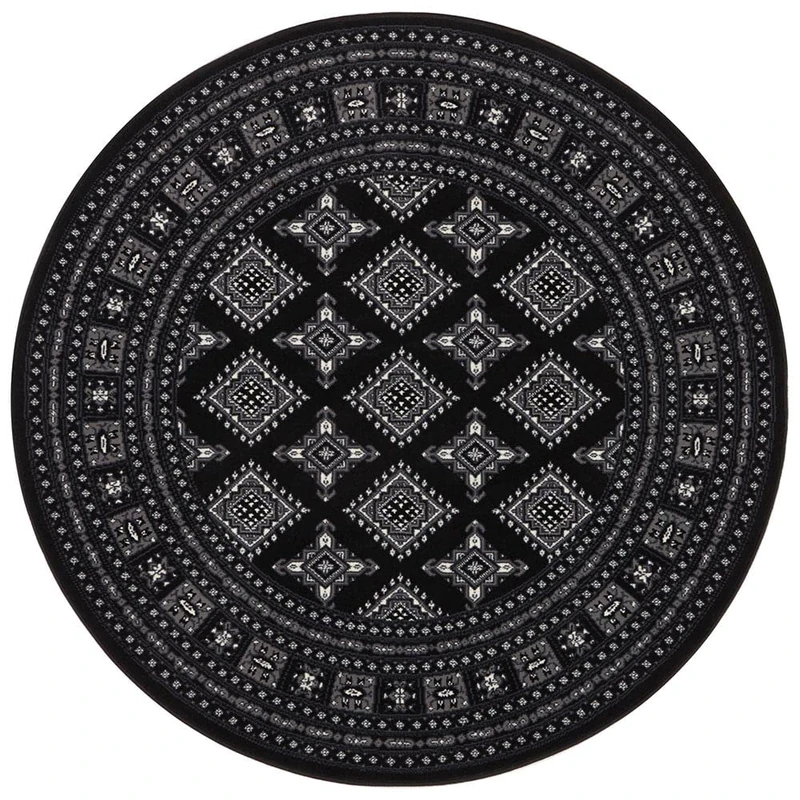 Nouristan NORTHRUGS Mirkan Oriental Round Rug, Living Room Rug, Oriental Short Pile, Vintage Oriental Rug for Dining Room, Living Room, Bedroom, Black, 160 cm - Image 1